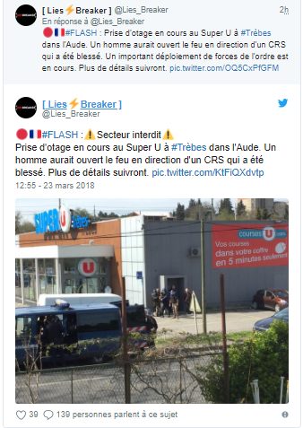 مقتل محتجز الرهائن في هجوم تريب جنوبي #فرنسا بعد ان بادل ضابط نفسه برهينة