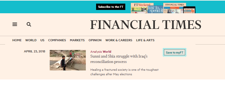 “فايننشال تايمز″من يثرب: هل تقود انتخابات مايس العراقية لمصالحة بين السنة والشيعة؟