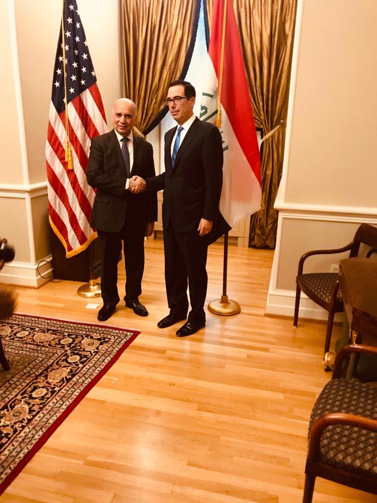ماذا بحث فؤاد حسين مع وزير الخزانة الامريكي المسؤول عن العقوبات على الفاسدين العراقيين ويلتقط سيلفي
