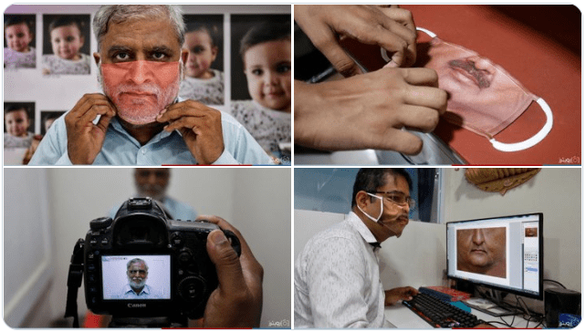 ستوديو تصوير في الهند يبتكر تصاميم جديدة لأقنعة الوجه مطبوع عليها باقي تفاصيل الوجه المختفية خلف الأقنعة التقليدية