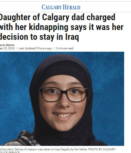 تفاصيل جديدة في قضية الفتاة “العراقية زهرة" اللاجئة في كندا