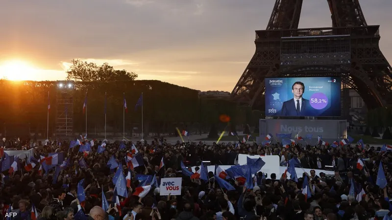 فوز الرئيس الفرنسي ايمانويل ماكرون بالرئاسة للمرة الثانية على التوالي